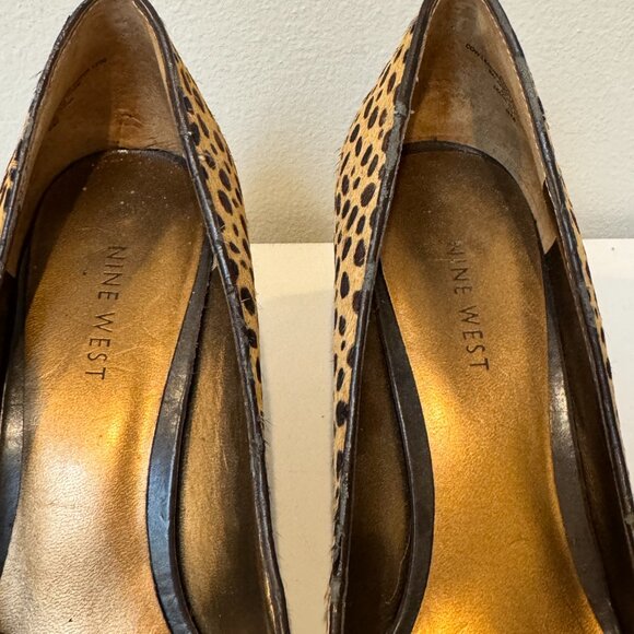 Nine West Leopard Print Pony Hair Pumps Heels Cheetah - Size 9M - Picture 6 of 8